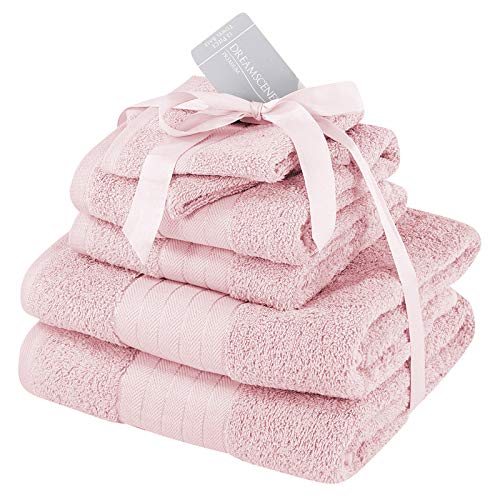 Dreamscene - Juego de Toallas supersuaves, 6 Unidades, 100% algodón, 500 g/m², Rosa encarnado, 6 Piece Towel Bale Set