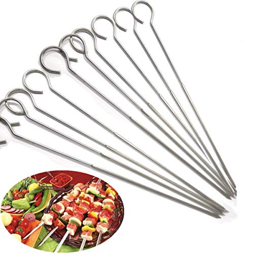 Ecloud Shop® 13 Pulgadas de Acero Inoxidable Barbacoa Pinchos shish Kebab asado a la parilla Barbacoa Pinchos palillo Conjunto de 4