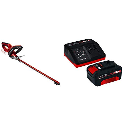 Einhell 3410642 Cortasetos GH-CH 18 Li (SIN BATERIA), W, 18 V, Rojo + Power X-Change Kit cargador con batería, tiempo de carga de 60 minutos