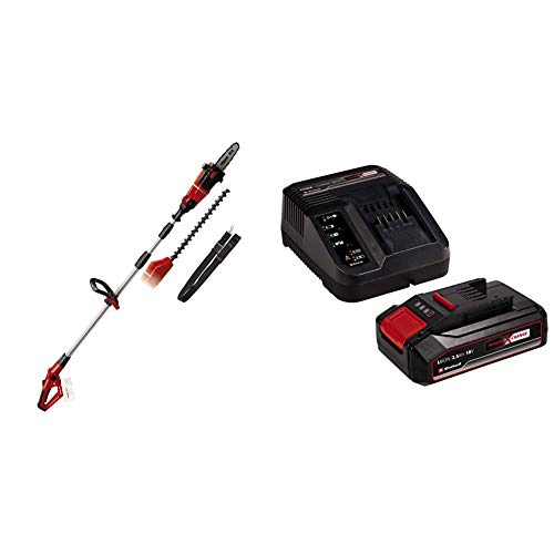 Einhell 3410800 GE-HC 18 Li T Herramienta Multifunción Jardín, Motosierra y Cortasetos, Mango Telescópico Bloqueable, 18 V + Kit para principiantes con Batería 2,5 Ah + Cargador Power X-Change