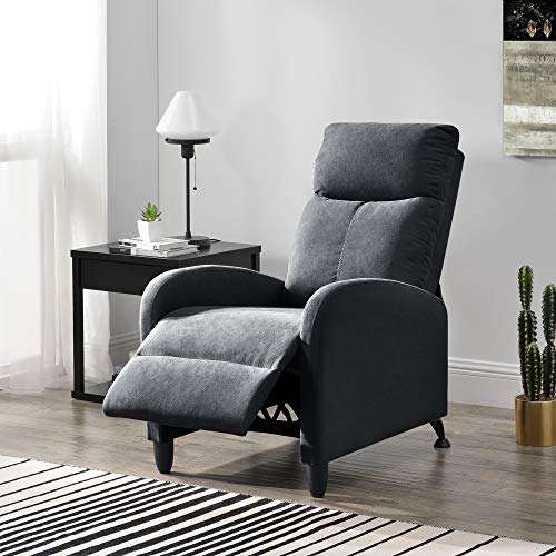 [en.casa] Sillón Relax Elegante Butaca Reclinable 102x60x92 cm Asiento cómodo Poliéster Gris Oscuro