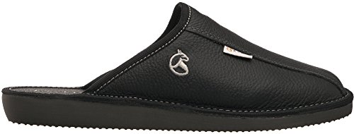 ESTRO Zapatillas De Casa Hombre Invierno Piel De Carnero Pantuflas Casa Hombre Lana Suela De Memoria Frost (45 EU, Negro Lana)