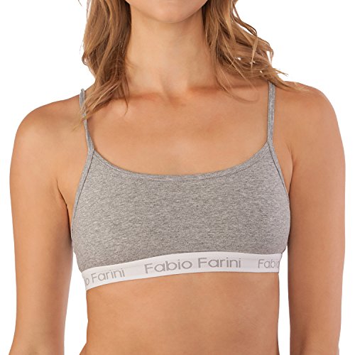 Fabio Farini Sujetador Deportivo con Tirantes Ajustables Bralette en 3 Colores Diferentes, 95% algodón Gris S