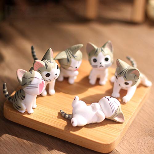 feiren 6 figuras en miniatura para terrario, queso, gato, hadas, miniaturas, decoración de jardín, miniatura, color gris al azar, 6 unidades