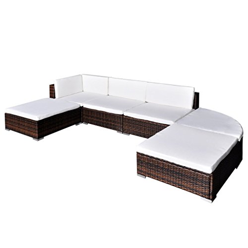 Festnight 16 piezas Conjunto de Mueble de Poli Ratán para el Jardín Piscina Patio Set de Muebles Color Opcional(Marrón/Negro)