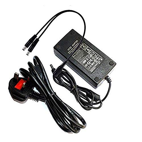 Fuente de Alimentación DE 12 V 5 A CC de Alta Calidad con un Cable Divisor de Alimentación CCTV de 6 Vías para Cámaras CCTV, Tira de luz LED UK Stock (5 A Adapter Reino Unido, 6 filtros de Vía)