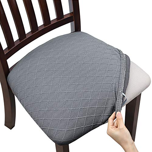 Fuloon Fundas Sillas Comedor, Fundas Protectoras para Sillas Elasticas,Funda Asiento Silla Desmontables Lavables para Comedor Hotel Banquete de Boda Decoración,4 Funda sillas Comedor