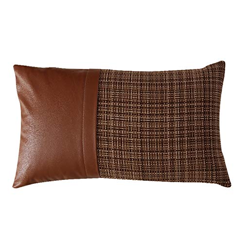 Fundas de cojines Funda de almohada cuadrada de cuero a cuadros moderno funda de almohada de cintura sin núcleo 1,2 piezas decoración de sofá color costura de algodón funda de almohada tejida 50cm