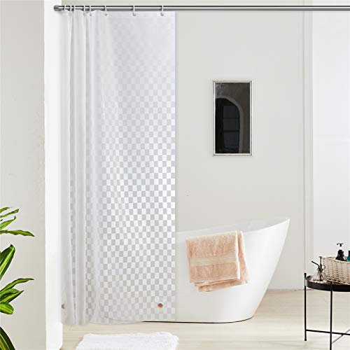 Furlinic Cortina Ducha Transparente Antimoho Impermeable EVA pequeña Baño Bañera Rectángulo Pequeña 120x180cm con 8 Ganchos con Piedras