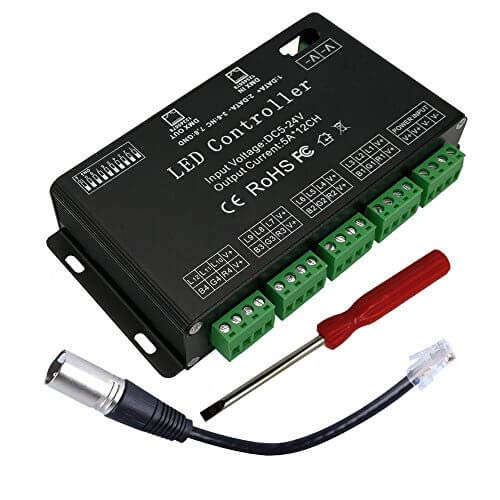 GIDERWEL 12 canales decodificador DMX Led controlador 60A PWM DMX512 Controlador de intensidad para RGB RGBW Tira de LED y módulo de luz LED DC12V-24V