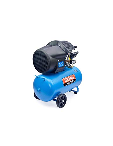 Grandmaster - Compresor de Aire 100 Litros 220V, Dos Cilindros 356L/min, 2200W/3cv, 8 Bares/116psi, Filtro de Aire, Velocidad 2850/min, Compresor Silencioso 92 dB, Válvula de Seguridad