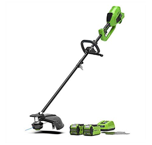 Greenworks cortacésped inalámbrico sensorial 2 en1 GD40BCK2X (Li-Ion 40V 40 cm/25 cm ancho de corte 2 mm hilo/cuchilla 5300 rpm mango ajustable motor sin escobillas con 2 baterías 2.5 Ah y cargador)