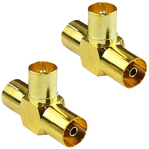 Greluma 2 Piezas RF Macho a TV PAL Hembra T Conector de Junta RF Adaptador Coaxial