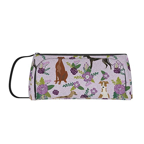 Greyhound - Bolsa de almacenamiento de lona para mascotas, diseño floral y coordinada para niños, tamaño grande, bolsa de papelería, para estudiantes, adolescentes, adultos, oficina, mujeres