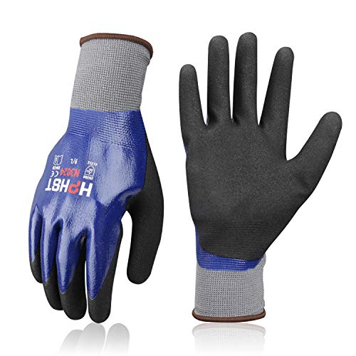 Guantes de trabajo impermeables HPHST 3 pares, revestimiento de nitrilo, impermeables y resistentes al aceite, guantes de jardinería, guantes de construcción, para hombre y mujer, tamaño: 11/XXL