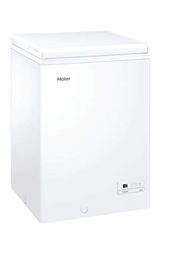Haier HCE103F - Arcon congelador, 100 litros, Función super congelación, Cesto metálico, Display digital, Interior aluminio, Clase A+