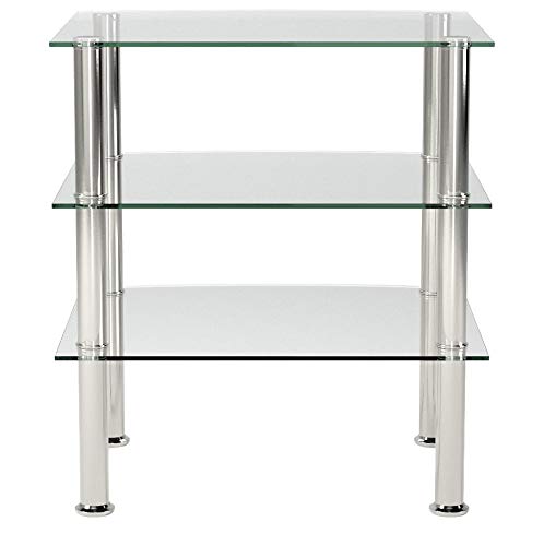 Haku Möbel 15209 mesa auxiliar, vidrio 5 mm, acero inoxidable, vidrio transparente, 54 x 45 x 61