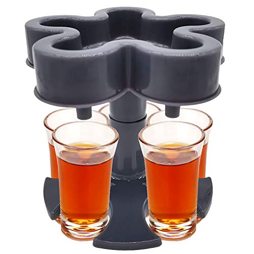 Hbsite dispensador de chupitos de 5 vías, Soporte para Vasos de chupito, Juegos de beber, Para fiestas, Reuniones familiares o de amigos, Picnics y bares