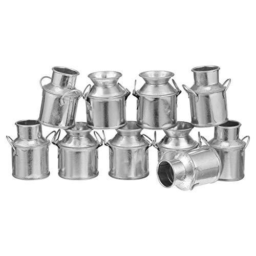 HEALLILY 10 Cubos de Metal Vintage Pequeños 5X2. 5Cm Niños Mini Cubos de Plantas con Asas para Casa de Muñecas Miniatura Jardín Paisaje Leche Tarro Fiesta Favores