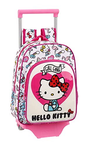 Hello Kitty Mochila Pequeña Ruedas, Carro, Trolley, Rosa, 34 cm