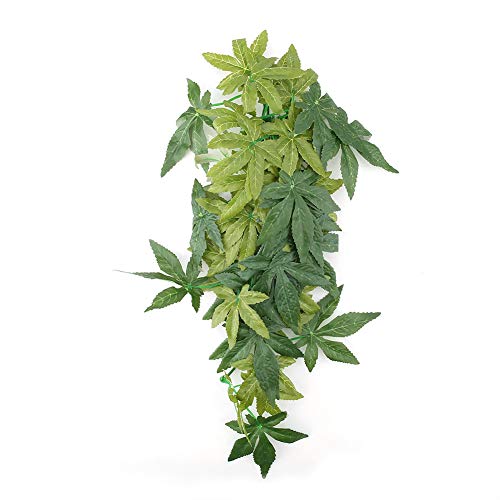 HelloCreate Planta artificial verde de hojas falsas para acuario pecera reptil terrario ornamentos decoración 40 cm