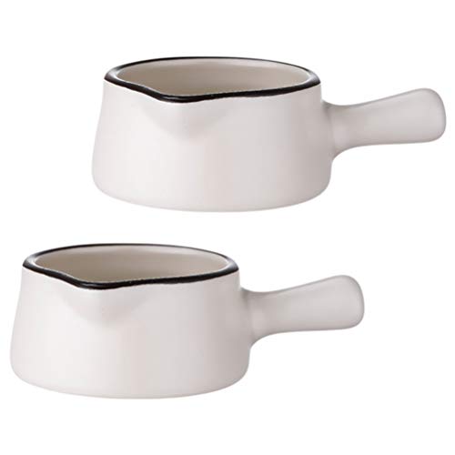 Hemoton 2 tazas de cerámica de 50 ml con asa, jarabe de mermelada para servir mini tazas, cuenco para salsa, restaurante, platos pequeños de sabor blanco