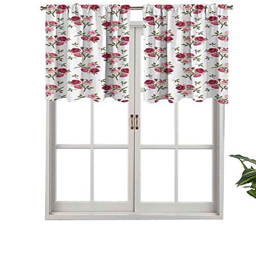 Hiiiman Cenefas opacas con diseño de flores de estilo clásico inglés de jardín, 106,72 x 45,72 cm para interior, comedor o dormitorio