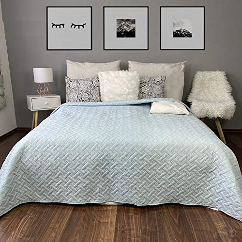 HOMELEVEL Colcha para cama y sofá, diseño trenzado, tamaño XXL, 240 x 260 cm, color menta