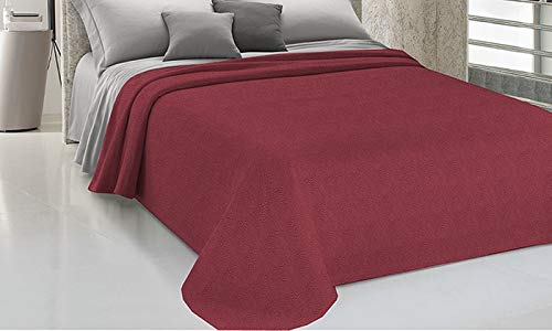 Homelife Colcha Fina de Verano y Primavera para Cama de 90 cm | Edredón Estampado con Efecto micromoteado Fabricado en Italia | Colcha cubrecama de algodón con Estilo borbonés | Rojo, 170x280