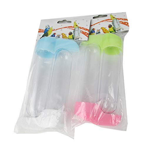 HOTPINK1 Juego de 2 comederos para pájaros de plástico y dispensador de agua de 60 ml (L).