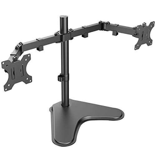 HUANUO Movable Dual Monitor Arm Desk Mount - Height Adjustable for Two 13"-32" Inch Screens - 2 Installation Methods - VESA 75/100