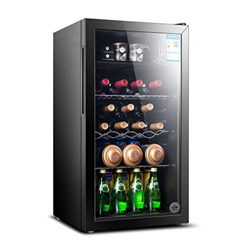 HUATINGRHHO Silencioso Nevera para vinos, Nevera de Bebidas, 4 Iluminación Interior LED Panel de Control Táctil Doble Acristalamiento y Doble Control de Temperatura Puerta Cristal