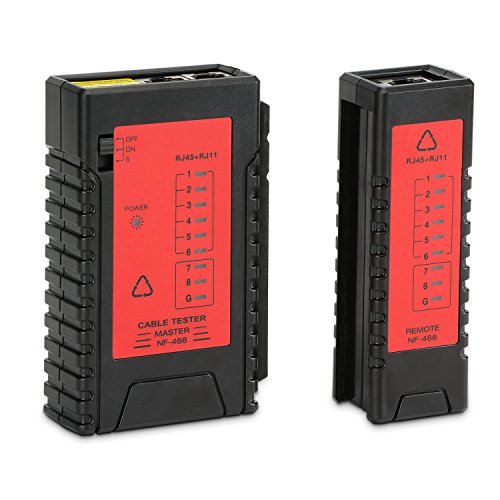 Incutex Tester línea Red Tester Cables RJ45 RJ11 localizador Cables Wire Tracker, Rojo-Negro