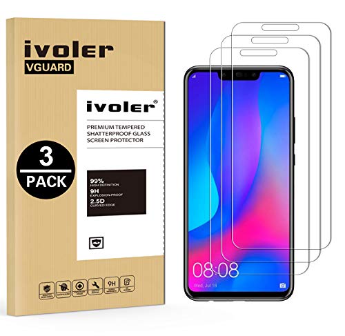 ivoler [3 Unidades] Protector de Pantalla para Huawei P Smart+ / Huawei P Smart Plus, Cristal Vidrio Templado Premium