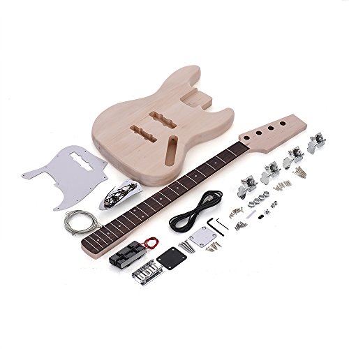 JAZZ Bajo Estilo 4 Cuerdas Eléctrico Bajo Sólido Tilo Cuerpo Arce Cuello Diapasón de Palisandro DIY Kit