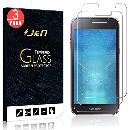 J&D 3 Paquetes Compatible para Galaxy J2 Core Protector de Pantalla, [Cristal Templado] [NO Cobertura Completa] HD Claro Vidrio Balístico Protector de Pantalla para Samsung Galaxy J2 Core