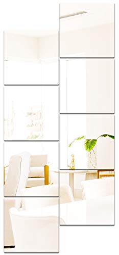 Jmitha Pegatinas Espejo Pared, 8pcs 20.5 x20.5 cm Hojas de Espejo Autoadhesivas, Pegatinas de baldosas, Pegatinas de Pared de Espejo Flexibles Suaves No Cristal para decoración del Hogar