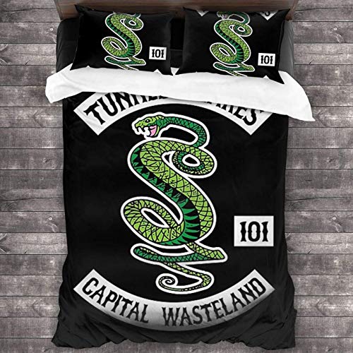 Juego de ropa de cama de 3 piezas de 218 x 177 cm, serpientes de túnel, juego de sábanas de matrimonio de Capital Wasteland con 2 fundas de almohada para dormitorio de los niños