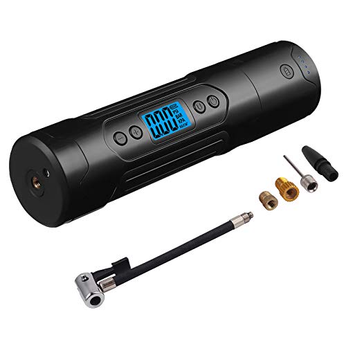 Justech Compresor de Aire Portatil para Coche 150PSI Bomba de Aire Eléctrica de Neumáticos con 3000mAh Batería Recargable 12V Mini Hinchador Electrico con LCD Pantalla para Coche Bicicleta Moto