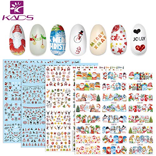 KADS 4Pcs Pegatina Uñas Festival Navidad Uñas Decal para DIY Uñas Artes Pegatina Uñas al Agua para Uñas Herramiento para Decoración (conjunto de navidad 1)