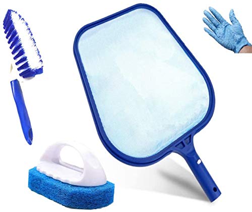 KAHEIGN Kit de Limpieza de Bañera de Hidromasaje, Skimmer de Piscina con Cepillo para Piscina Infantil, Almohadilla Depuradora, Guantes para Estanque Jardín, Bañera Hidromasaje, Fuente Spa, Pecera