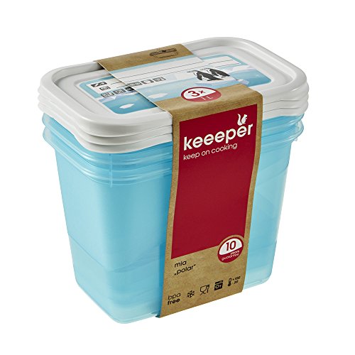 keeeper MIA Polar Botes para Alimentos, PP, Ice Blue (Transparente), 3X 1 l, 3 Unidades