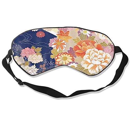 Kimono Tradicional Motifs Composición Hombres y Mujeres Dormir Máscara de Ojo Sedoso Suave Dormir Ojos Antifaz Dormir Ojos Venda Negro Noches Dormitorio