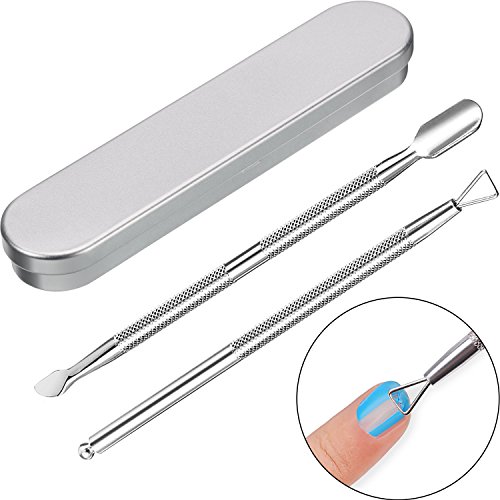 Kit de Levantadores de Cutícula, Raspador Pelador de Cutícula de Triángulo de Acero Inoxidable y Empujador de Cutícula de Doble Punta Cortador Cuchara Limpiador de Uñas (Plateado)