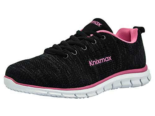 Knixmax-Zapatillas Deportivas para Mujer, Zapatillas de Running Fitness Sneakers Zapatos de Correr Aire Libre Deportes Casual Zapatillas Ligeras para Correr Transpirable, EU37 Negre Rose