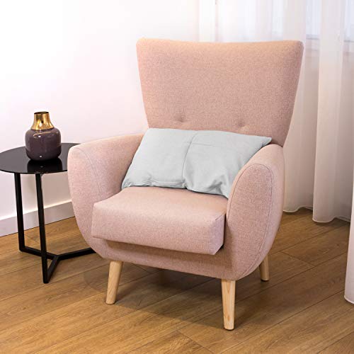 Koen Home Sillón – Tela Antimanchas – Butaca Puf para Cuarto de Estar, Dormitorio, vestidor, salón; para Ver la TV, Descansar, Lactancia,… – Fácil Lavado - Medidas 86x69x100 cm – Salmón y Pata Madera