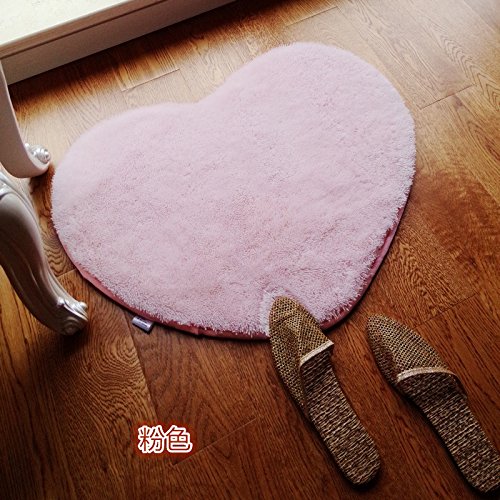 KOOCO Encantador Sedoso Heart-Shaped Antideslizante Mat Mat Baño Puerta de Caoba Alfombrillas absorbentes tapete Mat Mat Habitación de Matrimonio, 50 * 65cm, Rosa