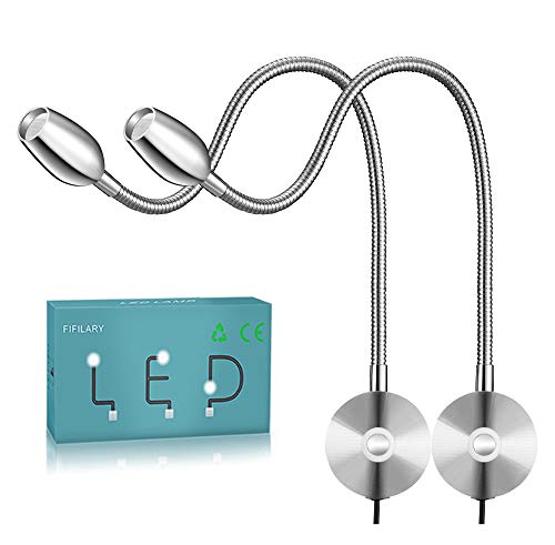 Lámpara de lectura led, brillo ajustable desde, montaje en pared, luz con función de memoria e interruptor táctil,blanco cálido, 200lm/3000k/3W/, ángulo de iluminación: 30°, longitud del brazo: 38 cm