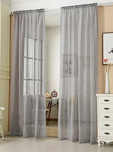 Laneetal Cortina Translucidas para Barra y riel Moderno（2 Piezas） Evitar Rayos UV la Luz para Sala Cuarto Comedor Salon Cocina Habitación 140 x 245 cm Color Gris Oscuro 0880212z