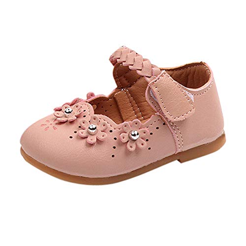 LANSKIRT_Zapatos Bebé Niña Calzado A Deportivo de PU Antideslizante Zapatillas de Gimnasia Inferior Suave Calzado Casuales Flor de Niño Tejiendo Sandalias Botitas(Rosado,23 EU)